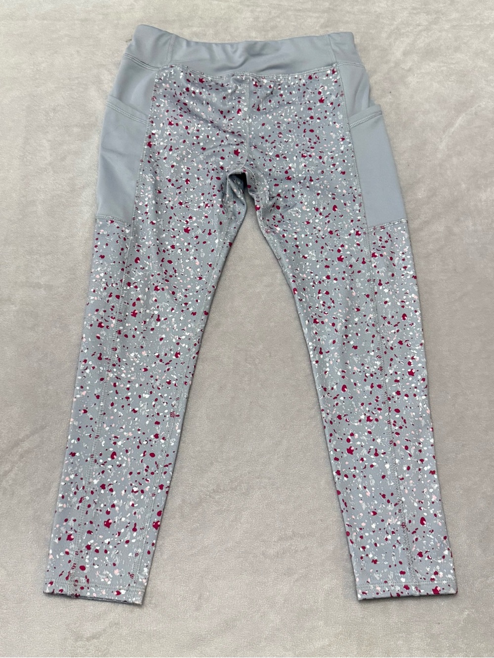 Athletic Works Girl Legging Medium 7/8Gray Pink Athletic Activewear Pocket Pants